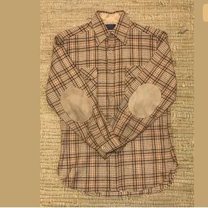 Vtg PENDLETON Wool Shirt Med WESTERN Suede Elbows